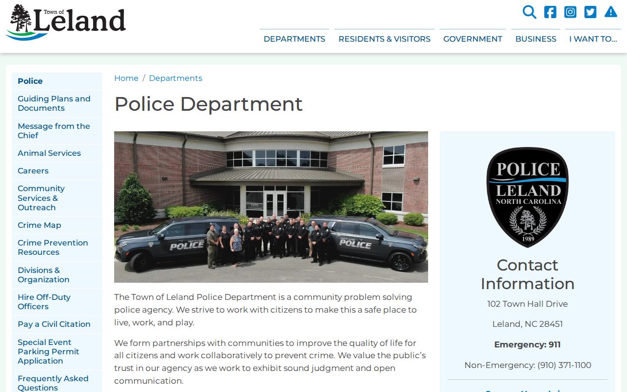 Leland Police Department official records source