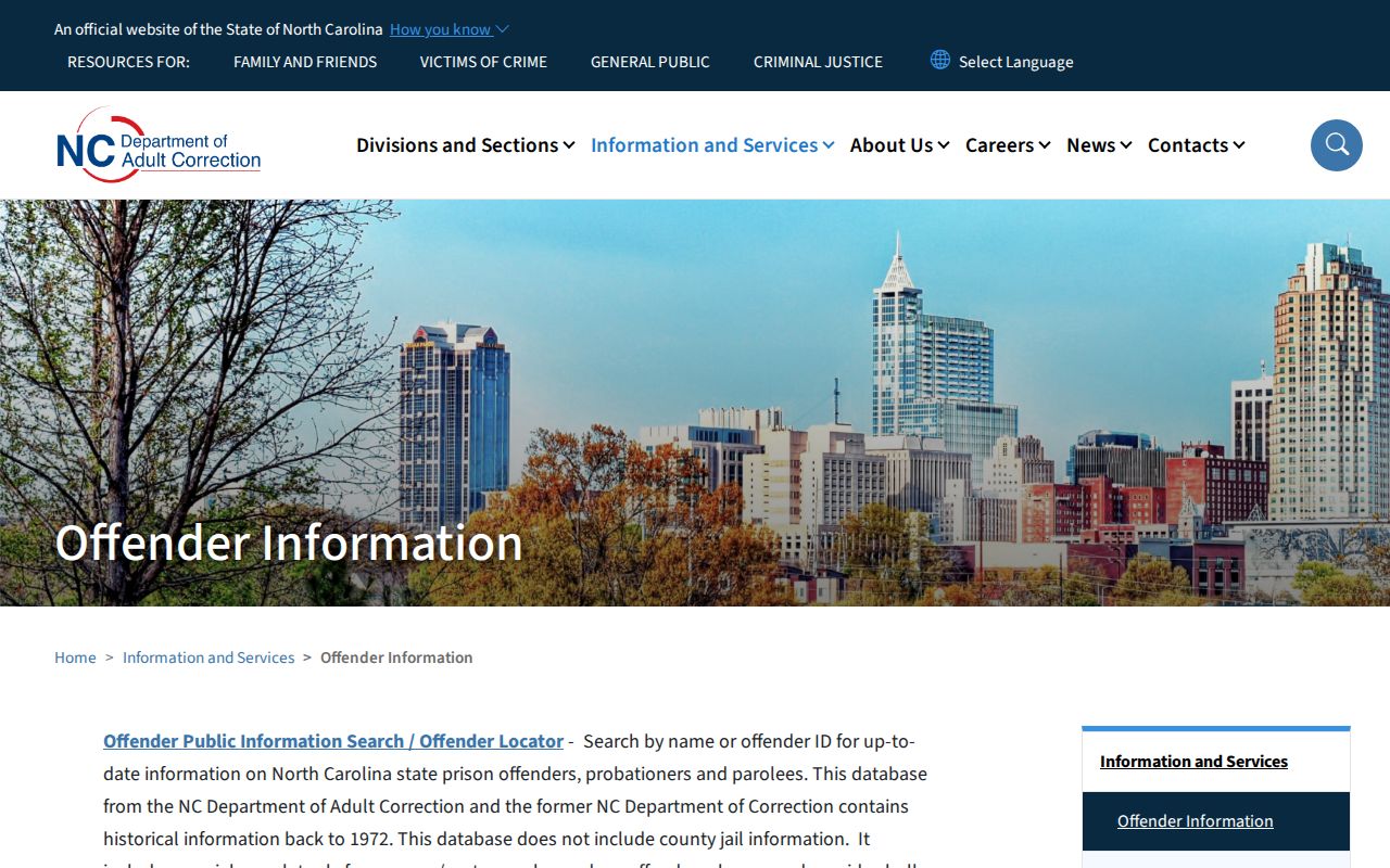North Carolina Department of Adult Correction offender search